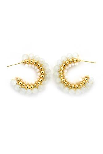 1 In Ear Gold Hoop In-Out White Bead GOLD/WHITE
