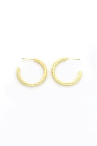 1.25 In Ear Gold Textured Hoop GOLD