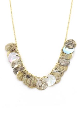 16 In Neck Gold Chain With Shell Circles SHELL