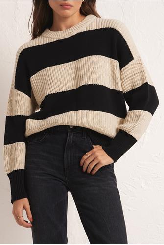 Fresca Stripe Sweater BLACK