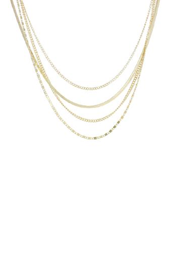 15 18 Multi Layer Necklace- Gold, GOLD
