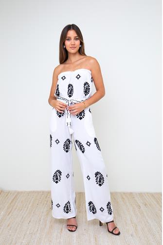 Embroidered Jumpsuit White/Black