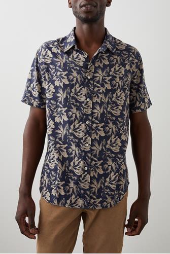 Carson Short Sleeve Woven FLORAL EXPRESSION NAVY BROWN