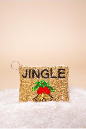 Jingle Change Purse Taupe/S.gold/Emerald/OpRed/BLK