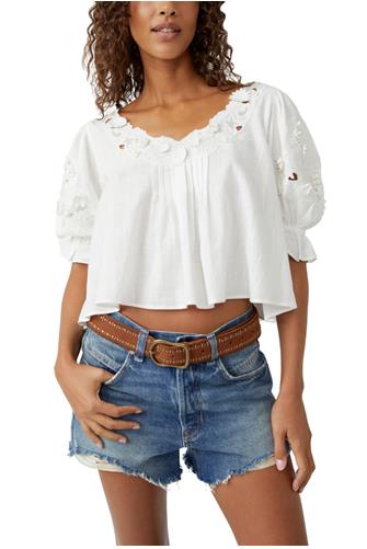 Sophie Embroidered Top OPTIC WHITE