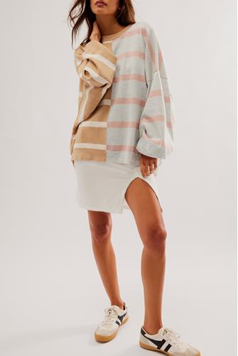 Uptown Stripe Pullover CAMEL GREY COMBO