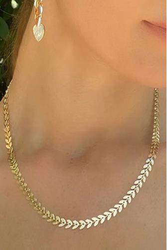 Chevron Leaf Necklace GOLD
