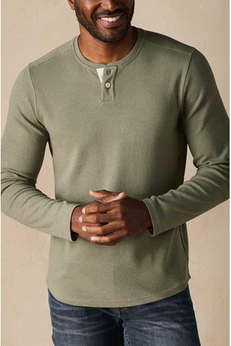 Puremeso Two Button Henley MOSS