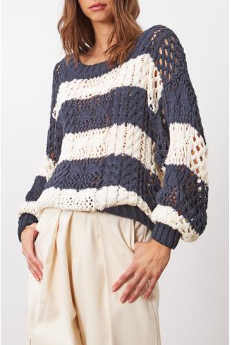 Maddy Stripe Crochet Sweater MONACO STRIPE 4190
