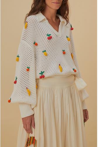 Crochet Fruit Sweater OFF WHITE