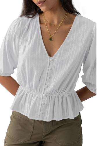 Eyelet Button Front WHITE
