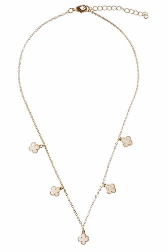 16 In Neck Gold Chain With Clover WHITE