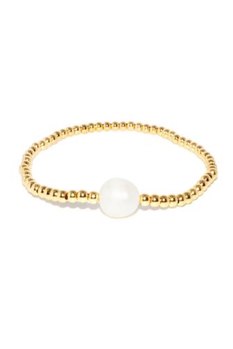 Beaded Bracelet With Single Pearl - Gold GOLD
