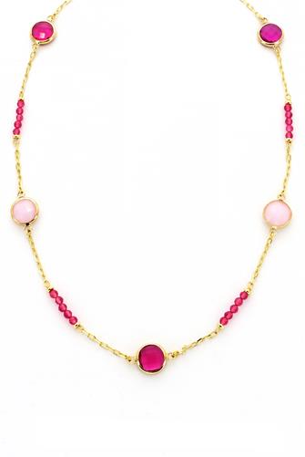 Gold Chain With Circles Pink PINK