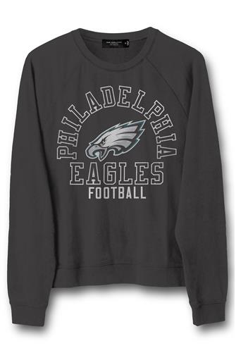 Eagles Flocked Raglaw Crew VINTAGE BLACK