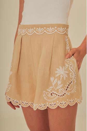 Khaki Embroidered Short KHAKI