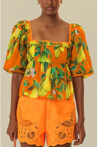 Orange Chic Pears Short Sleeves Blouse CHIC PEARS ORANGE