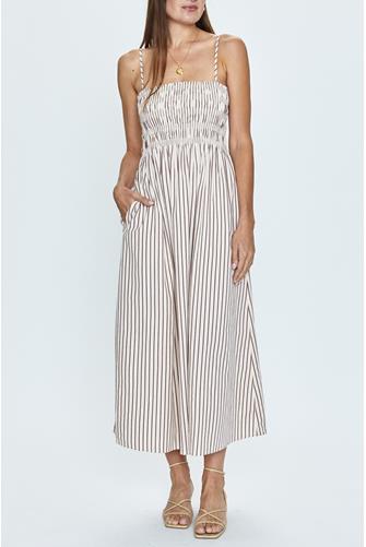 Bianca Stripe Poplin Midi TIRAMISU STRIPE