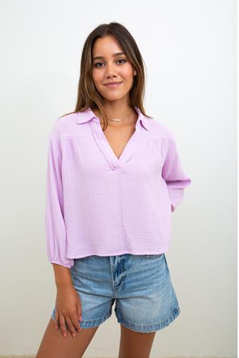 Lily Gauze Shirt With Collar lite purple
