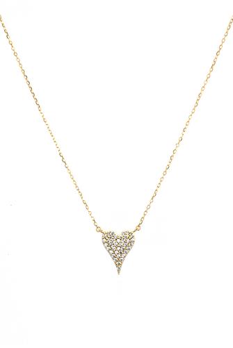 Pave Heart Necklace Gold Plated/Clear