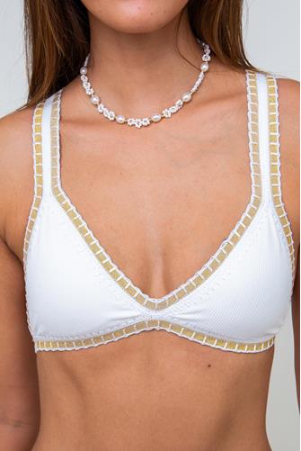 Crochet Trim Triangle WHITE PEARL
