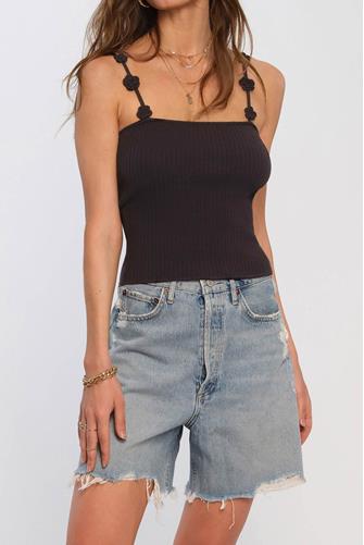 Ravinia Floral Applique Strap Cami BLACK