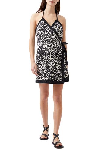 Cristyn Birdie Linen Wrap Dress 10-CLASSIC CREAM-BLACK