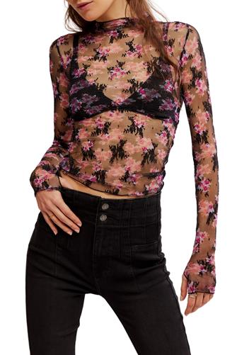 Printed Lady Lux Layering Top BLACK COMBO