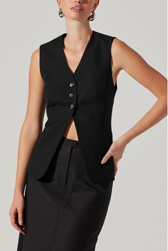 Delphia Button Up Vest BLACK
