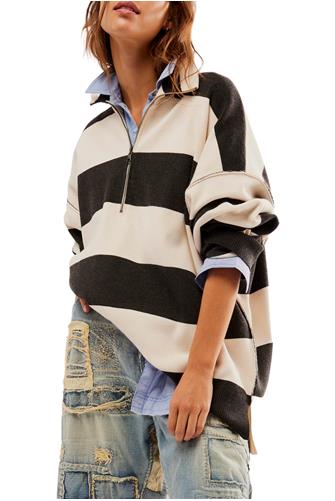 Coastal Stripe Pullover CARBON CHAMPAGNE