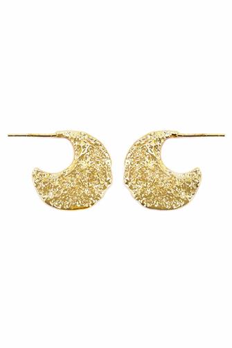 Moon Hammerred Disc Hoop GOLD