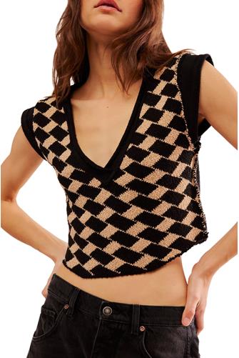 Lola Top BLACK AND TAN COMBO
