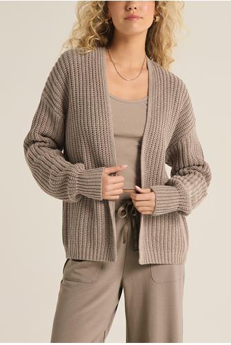 Sutton Rib Cardigan HEATHER TAUPE