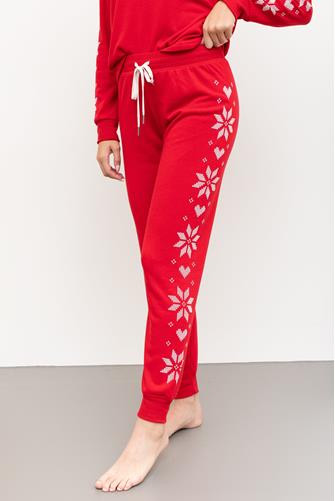 Frosted Fairisle Banded Pant RED