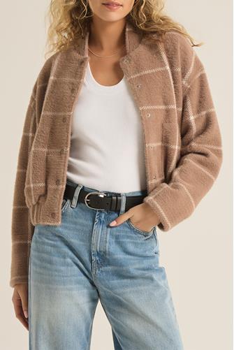 Lex Plaid Bomber Jacket HEATHER TAUPE