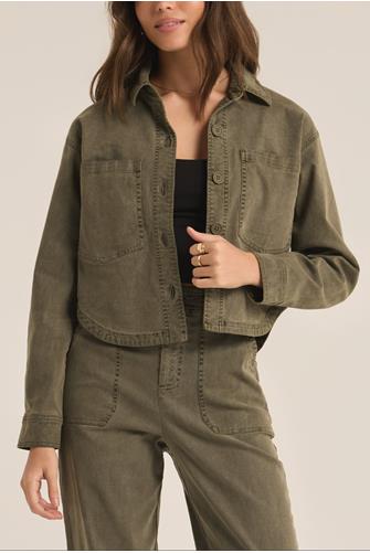 All Day Cropped Washed Jacket GRAPE LEAF