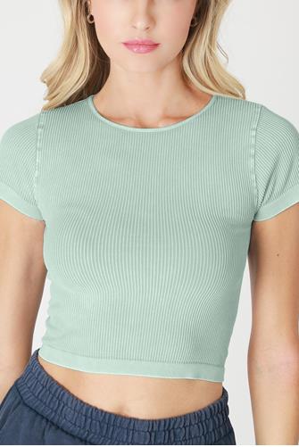 Ribbed Crewneck Tee VINTAGE EUCALYPTUS