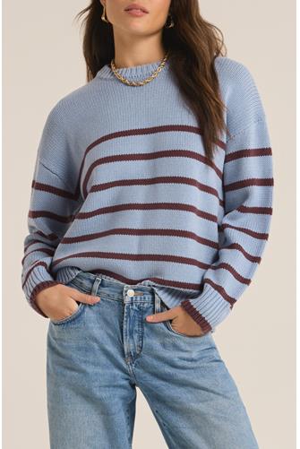 Boyfriend Stripe Sweater LIGHT DENIM