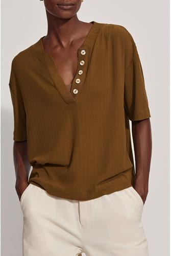 Kasey Mock Placket Rib Tee MILITARY OLIVE