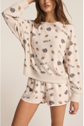 Football Star Ls Top HEATHER LINEN