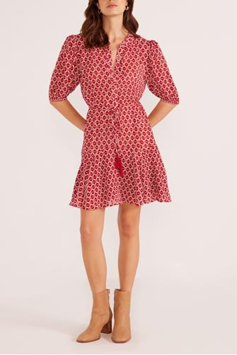 Annie Puff Sleeve Mini Dress RED PRINT