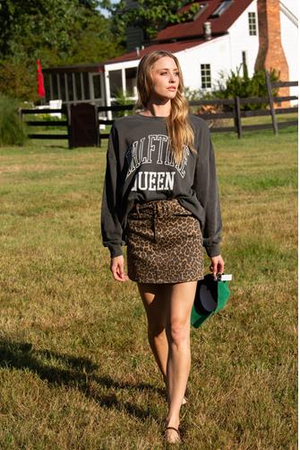 Tyra Belted Skirt LEOPARD LATTE DENIM