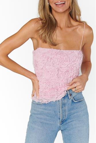 Tanya Top ROSETTE MESH PINK