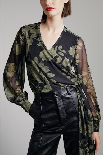Diana Wrap Top GREEN FLORAL