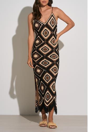 Crochet Maxi Dress BLACK MULTI