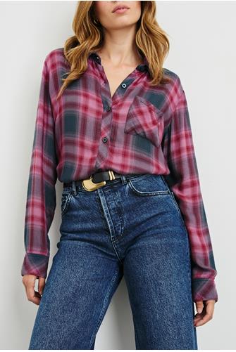 Hunter Plaid Button Down DUSTY MAUVE EVERGREEN