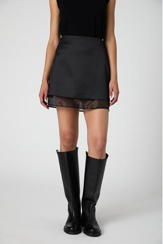 Structured Satin Mini Skirt black