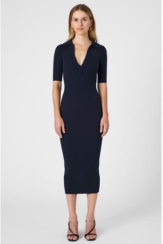 V Neck Midi Dress MARINE