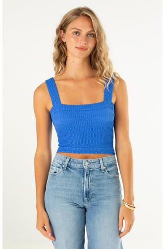 Shirred Square Neck Crop Top ROYAL BLUE