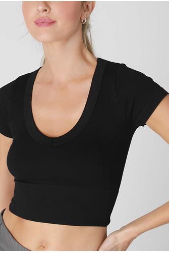 V-Neck Seamless Tee Black